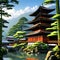 Timeless beauty and rich heritage of Kyoto, ancient temple, traditional tea house, scenic, Japanese culture, pond, tree, plants
