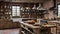 Timeless Charm: Rustic Kitchen with Exposed Brick Wall in an Ancient Theme