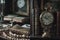 Timeless Elegance Collage: vintage clocks, elegant jewelry, AI generated