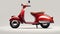 Timeless Elegance: Red Moped On White Canvas
