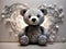Timeless Embrace: White & Black Laser Artistry of Teddy Bear Hearts