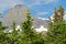 Timeless glaciers lay still frozen on the mountains in Glacier National Park.