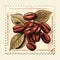 Timeless Harvest: Vintage Stamp Capturing the Beauty of Ripe Coffee