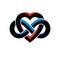 Timeless Love concept, vector symbol created with infinity loop