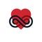 Timeless Love concept, vector symbol created with infinity loop sign