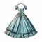 Timeless Nostalgia: Blue Frilled Sleeve Gown Illustration