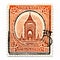 Timeless Nostalgia: A Temple Stamp In Orange And Brown