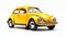 Timeless Nostalgia Yellow Volkswagen Beetle On White Background