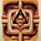 Timeless wisdom. Powerful closeup of maya totem deity's countenance. Fictional image in ancient ethnic style. AI