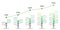 Timeline. Development and growth of the green technology in the world. Business presentation with five steps or processes. Info