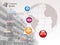 Timeline. Infographic template for company. Timeline with colorful milestones - blue, magenta, orange, red. Graphic design with