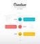 Timeline infographic with three options in flat business colors