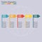 Timeline Infographics template with horizontal arrows. Colorful design elements. Vector illustration.