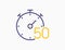 Timer 50 minutes line icon clock. Countdown stopwatch vector digital sport time. Chronometer 50 seconds timer.