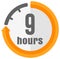 Timer, clock vector color icon illustration  9 hours