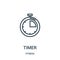 timer icon vector from fitness collection. Thin line timer outline icon vector illustration. Linear symbol for use on web and