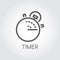 Timer outline icon. Mono linear label. Lunch time, countdown cooking, fast delivery and accuracy concept pictograph