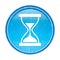 Timer sand hourglass icon floral blue round button