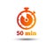 Timer sign icon. 50 minutes stopwatch symbol.