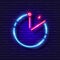 Timer sign neon icon. Delayed start. Photo and video concept. Vector illustration for design, website, decoration, online store