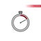 Timer or stopwatch with minutes scale simple vector in red and black editable line.
