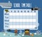 Timetable. School schedule on underwater world. Days of week. sk