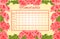 Timetable weekly schedule with pink hibiscus vector