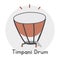 Timpani clipart cartoon style. Simple brown timpani percussion musical instrument flat vector illustration. Timpani vector design