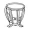 Timpani sketch illustration. Hand drawn percussion musical instrument clip art drawing