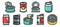 Tin can icons set, outline style