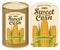 Tin can label for canned sweet corn with the cobs