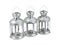 Tin grey metal lantern trio close row