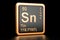 Tin stannum Sn chemical element. 3D rendering