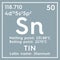 Tin. Stunnam. Post-transition metals. Chemical Element of Mendeleev\\\'s Periodic Table.. 3D illustration