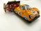 Tin toy racing cars