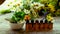 Tincture of medicinal herbs in small bottles. Selective focus.