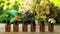 Tincture of medicinal herbs in small bottles. Selective focus.