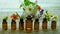 Tincture of medicinal herbs in small bottles. Selective focus.