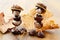 Tinker little chestnut figures auf nuts and leaves