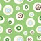 Tinkering cogs and gears bouncing about in circles on green background seamless repeat vector