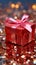 Tinsel delight Red gift box sparkles with festive holiday allure