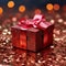 Tinsel delight Red gift box sparkles with festive holiday allure