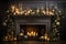 tinsel draped gracefully across a fireplace mantel Fireplace decorated for Christmas