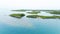 Tintipan Island seen from the air in the middle of the ocean in the San Bernardo Archipelago, Colombia