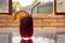 Tinto de verano, alcoholic red wine mixed drink with orange, drinking, metal straw