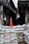 A tiny alley is protected by sand bags, but already flooded in Bangkok, Thailand, on the 30 November 2011