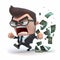 Tiny Angry Businessman Throw Money. Generative AI