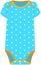 Tiny baby bodysuit or infant onesie with short sleeves and star print. Blue casual clothing for kid