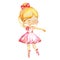 Tiny Ballerina Baby Girl Character Dancing Wearing Pink. Elegant Little Girl Child Posing Training Ballet. Poster Design