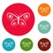 Tiny butterfly icons circle set